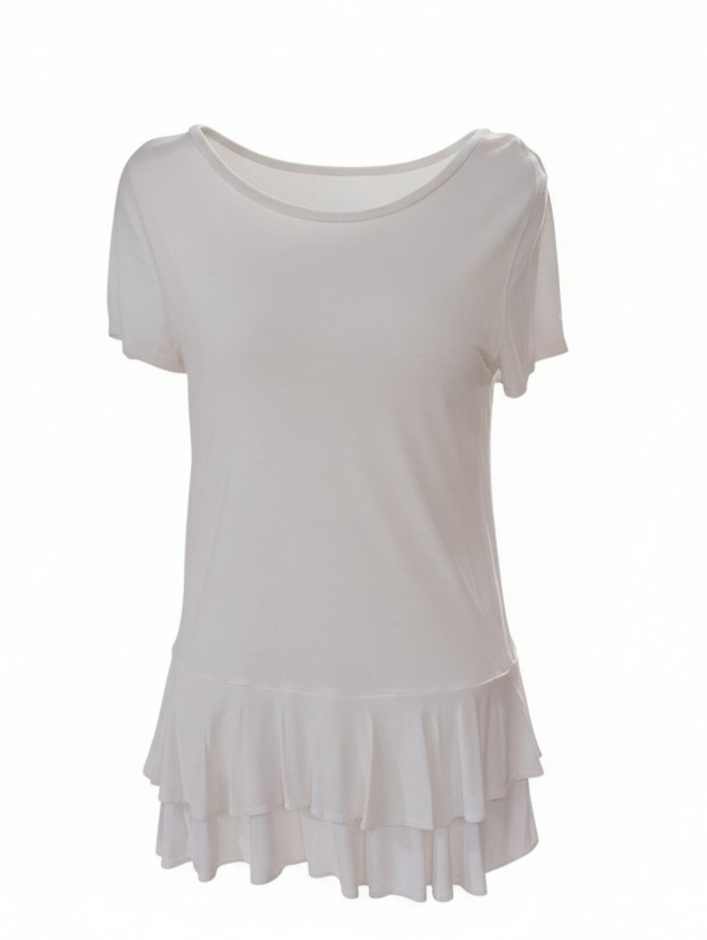 Ann Taylor LOFT White Tiered Ruffle Short Sleeve Blouse XS